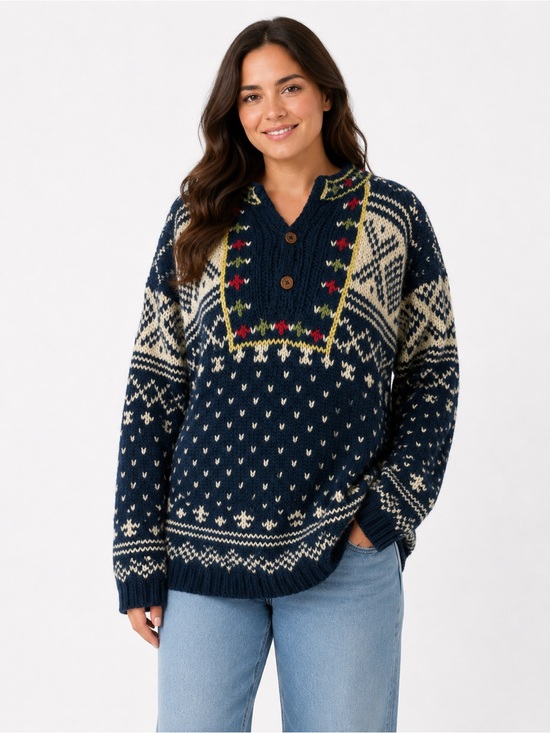 Other - Vintage Namaste Wool Nordic Fair Isle Sweater Hand Crafted Nepal Oversized